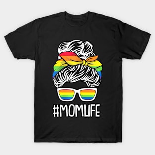 Mom Life Gay Pride Rainbow Flag Lgbt Q Ally Mama Mother T-Shirt